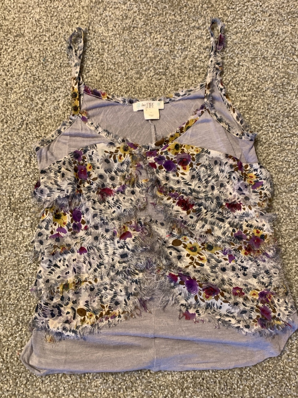 love, Fire Lavender Floral Ruffle Camisole